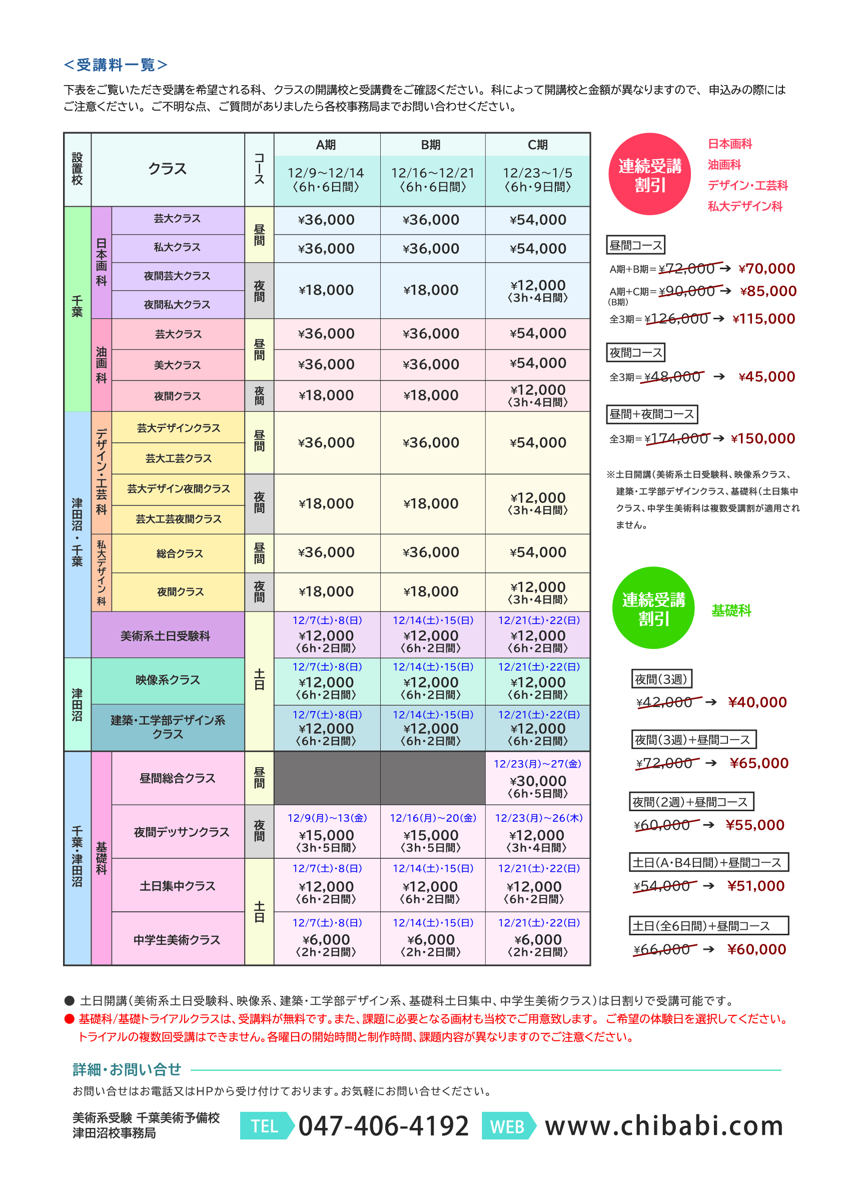 受講料一覧